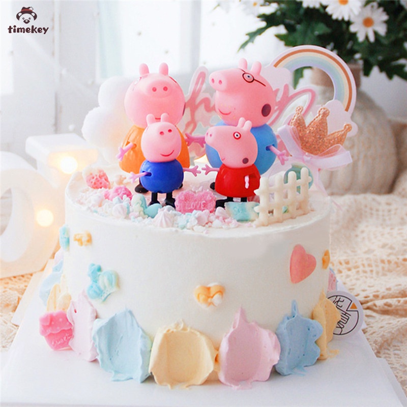Set 4 mô hình gia đình heo Peppa dễ thương dùng trang trí bánh kem