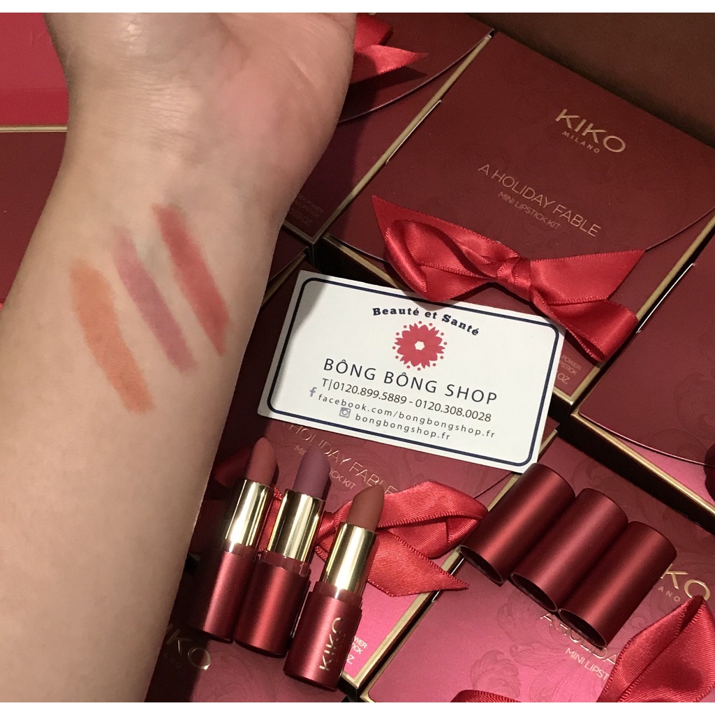(Chuẩn Pháp-Mẫu mới 2021) Set 03 son mini KIKO A Holiday Fable Lipstick