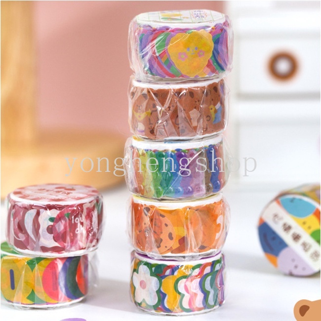 Cuộn 100 Băng Keo Washi Họa Tiết Hoạt Hình Dễ Thương Dùng Trang Trí Sổ Tay/ Đồ Thủ Công DIY