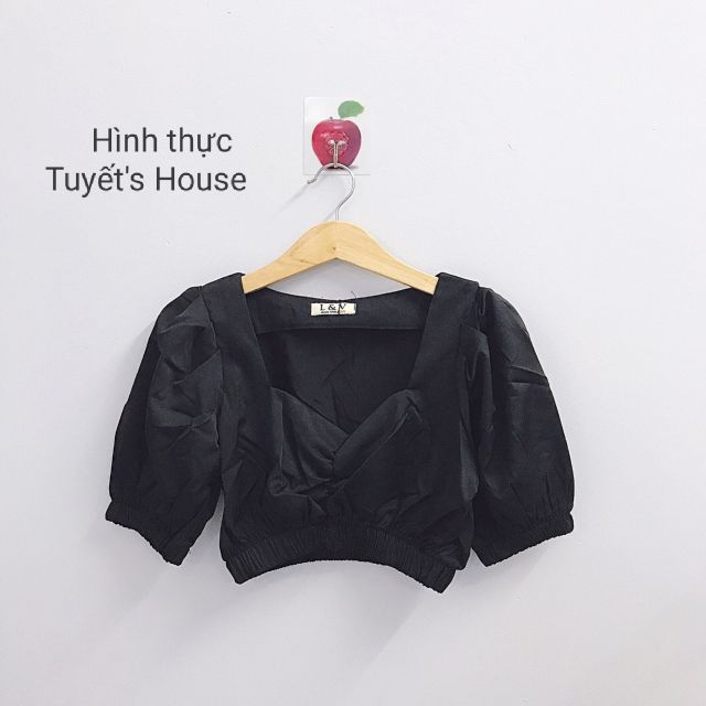 ÁO MILI CROPTOP TAY PHỒNG CỰC XINH KÈM HÌNH THỰC