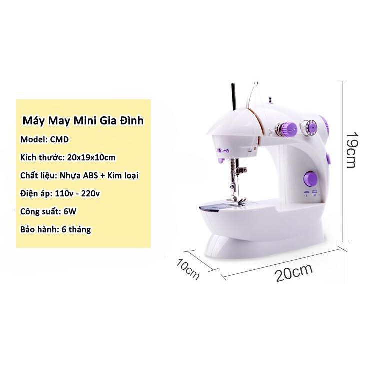 Máy may mini gia đình CMD cao cấp có đèn, máy khâu mini