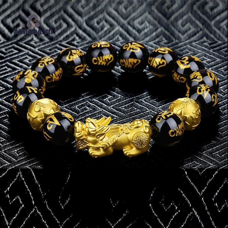 Vòng Tay Chuỗi Hạt Mạ Vàng Phong Cách Phật Giáo Độc Đáo