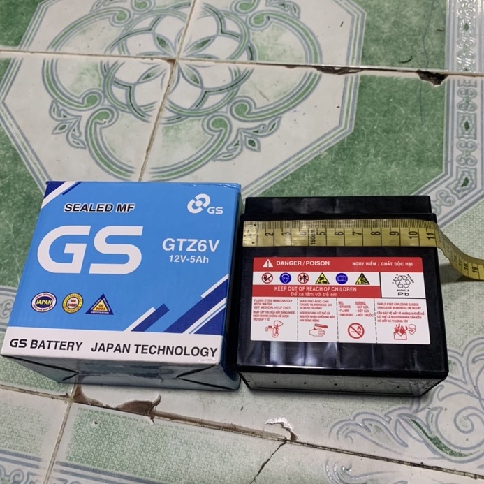 Bình điện GS (12v _ 5Ah )gắn xe clik va vario đời 2017 kích thước bình ( 11 x 10.5 x 7 )