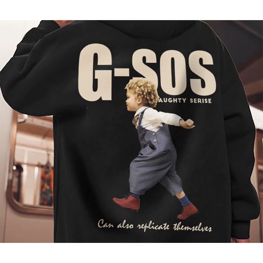 Áo hoodie dáng rộng in họa tiết hoạt hình phong cách Hàn Quốc thời trang cho nam size M-5XL