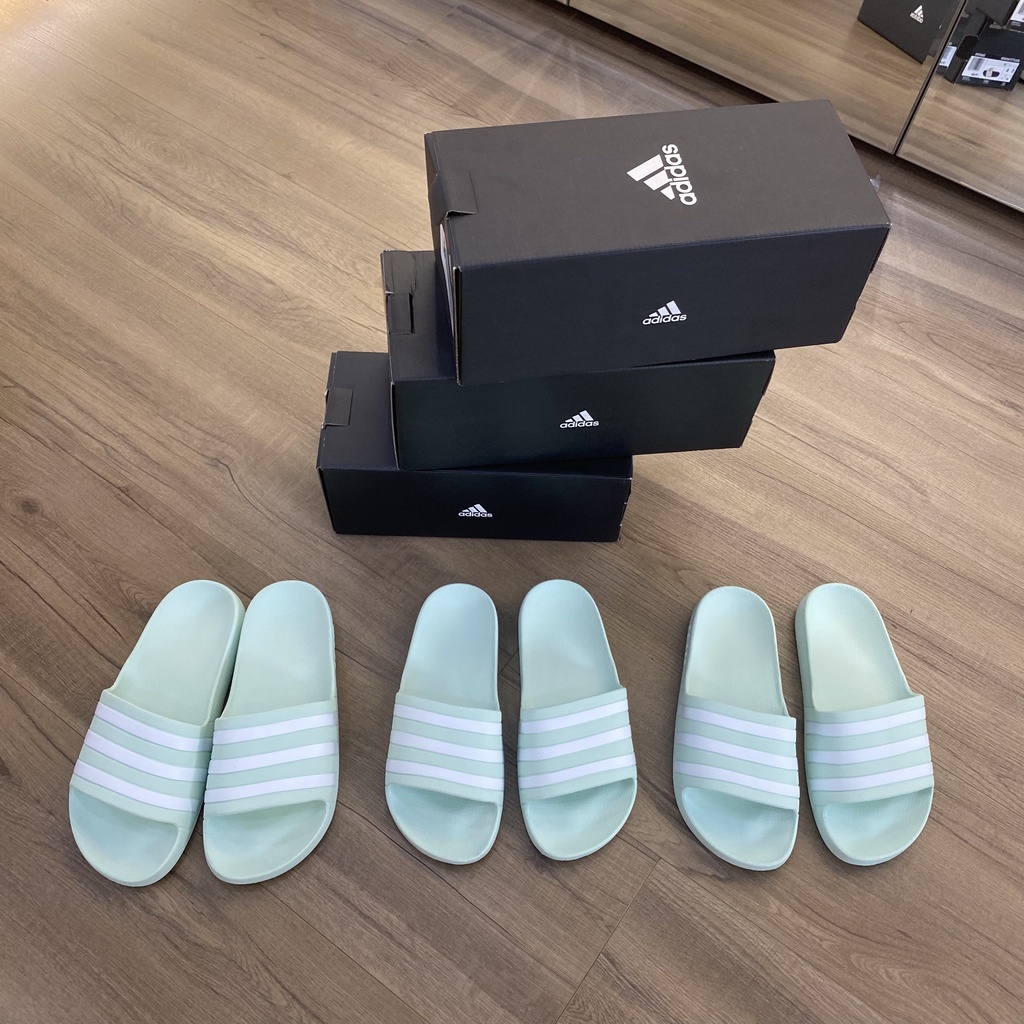 HÀNG CHÍNH HÃNG - DÉP ADILETTE AQUA SLIDE - XANH MINT - *MINT/WHITE LOGO* - 2021** - Code: FY8106