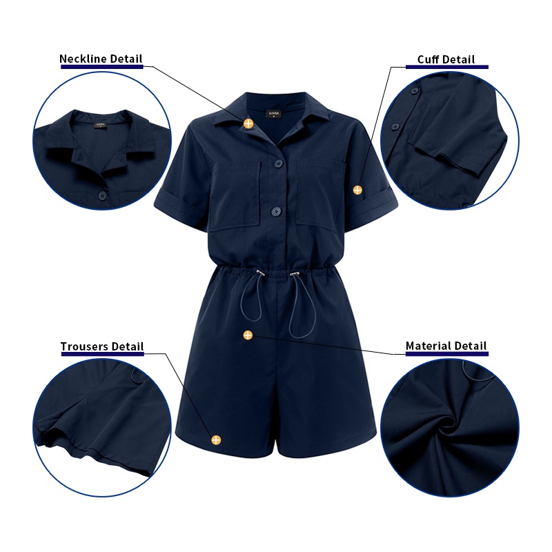 Jumpsuit Vonda tay ngắn có nút phong cách hàn quốc thời trang mùa hè cho nữ
