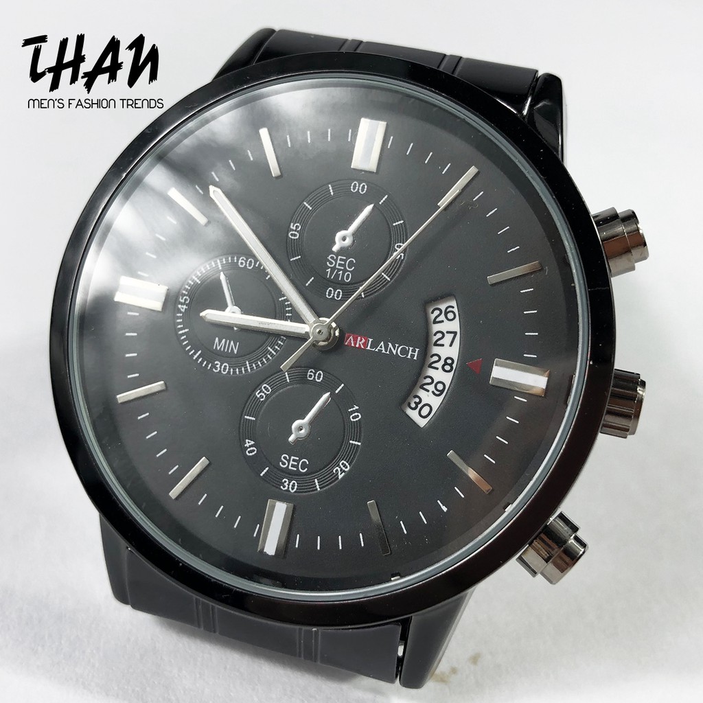 Đồng Hồ Nam Arlanch Dây Thép Đen Phong Cách Doanh Nhân Sang Trọng, Có Lịch Ngày, Kính cường lực chống xước - Tặng hộp | BigBuy360 - bigbuy360.vn