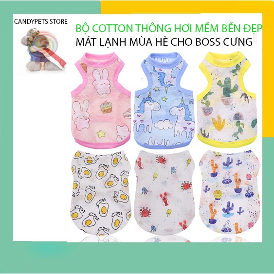 Quần áo thú cưng thời trang cho chó mèo mặc mùa hè chất thông hơi mát mẻ giá rẻ từ 1 đến 16kg CANDYPETS