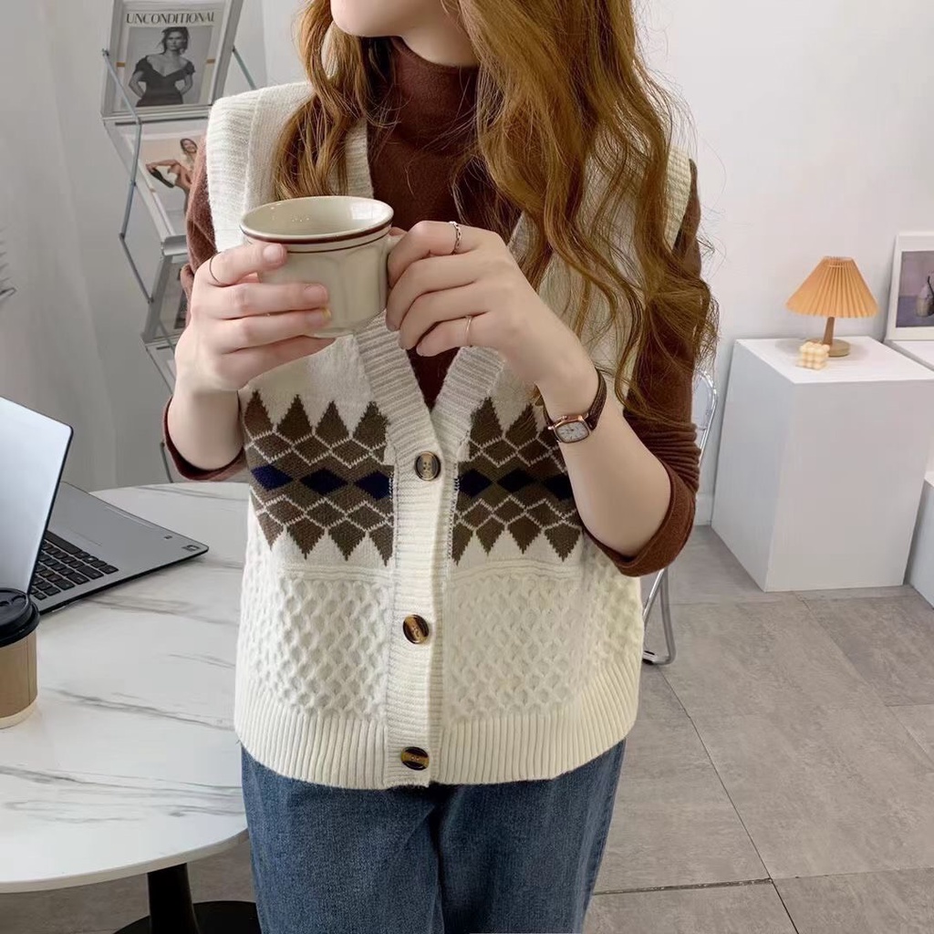 Áo Len Gile Nữ Dệt Kim Cổ Chữ V Chất Đẹp Dày Dặn, Dáng Rộng, Phong Cách Hàn Quốc Mẫu Mới Nhất 2021 Mã HGG06