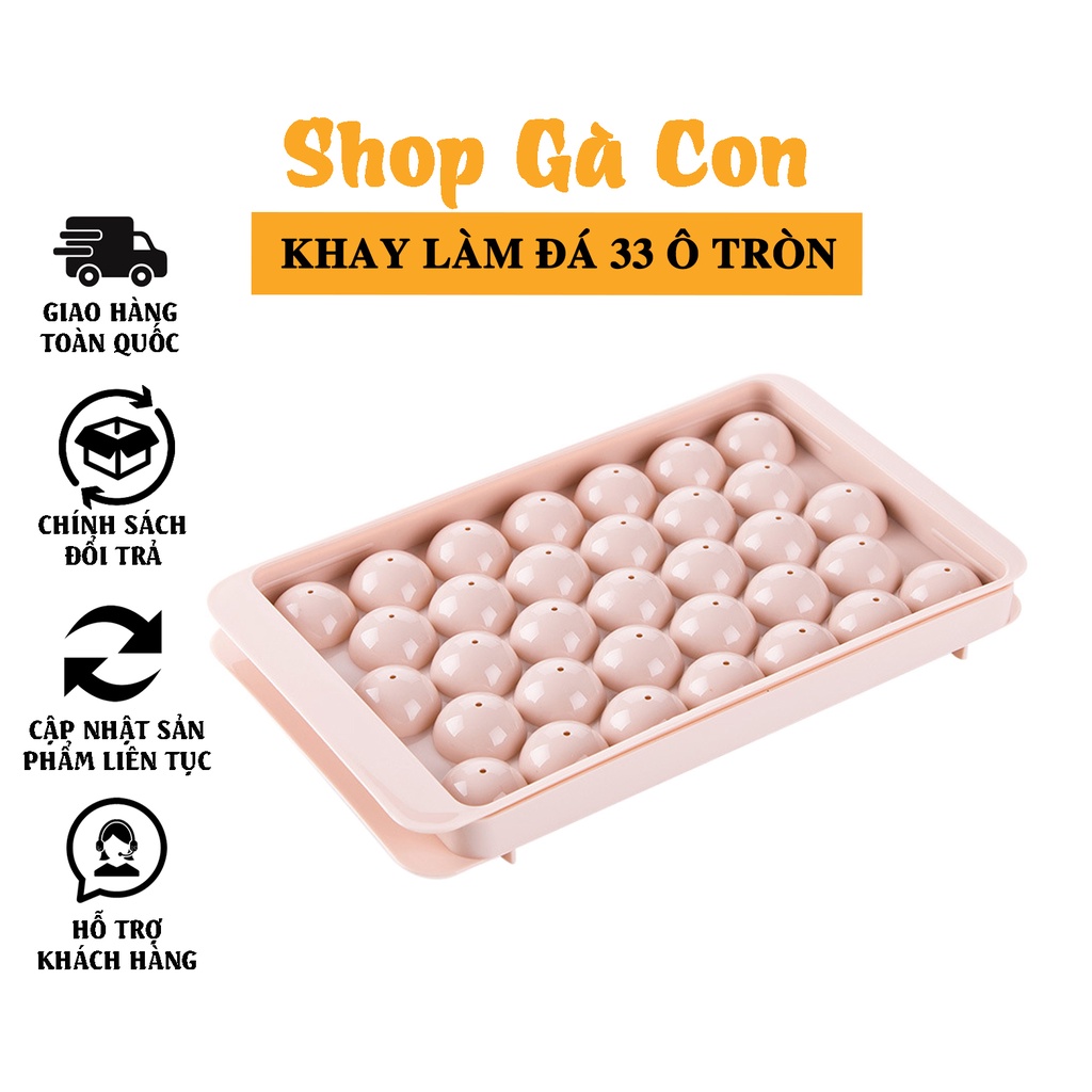 Khay Làm Đá Bi Tròn Có Nắp Đậy 33 Ô, Làm Thạch Rau Câu