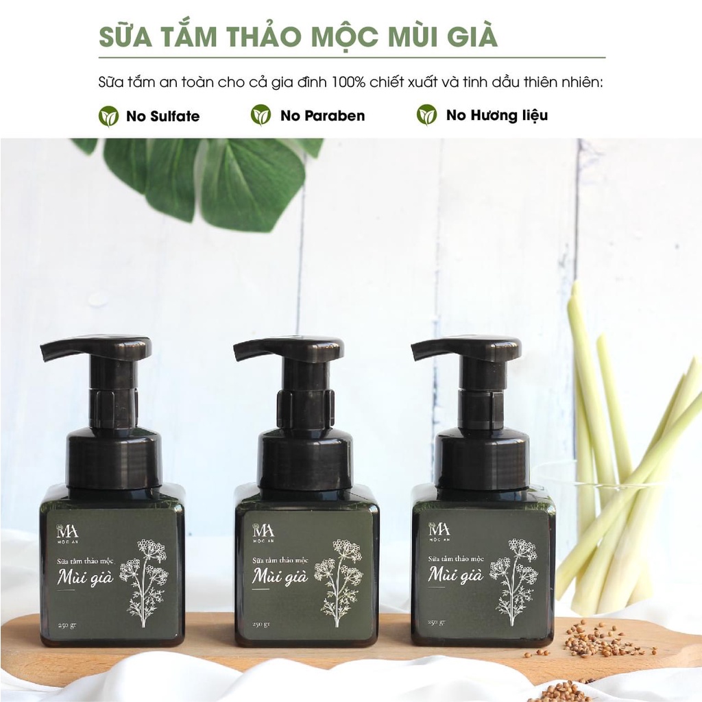 Sữa Tắm Thảo Mộc Tinh Dầu Mùi Già - Hương Tết Mộc An Chiết Xuất Tự Nhiên, Giảm Mụn Ngừa Rôm Sảy 250g