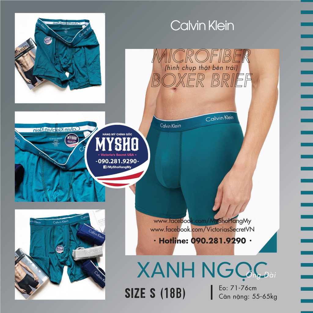 Quần lót CK Nam (18) Màu Xanh Ngọc - Microfiber - Loại quần Boxer Brief (Loại ống Dài)