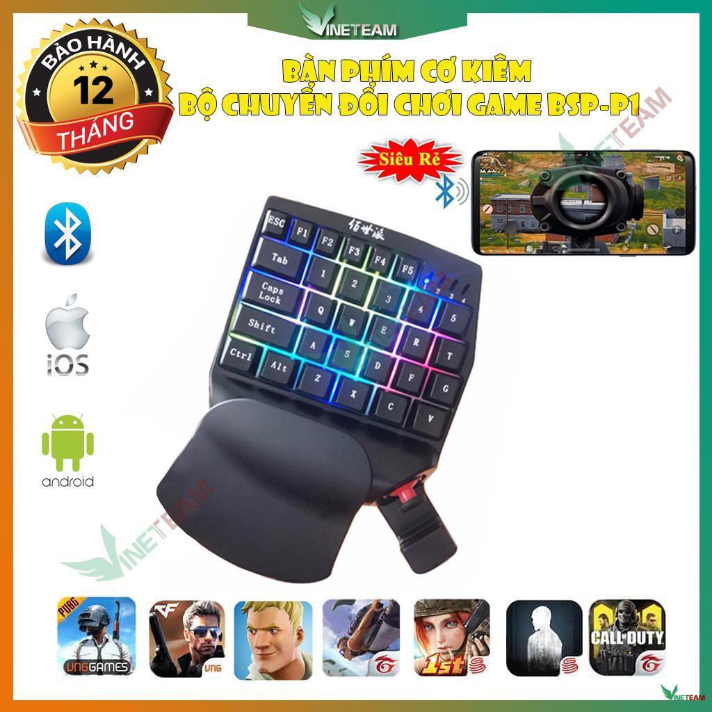 Bàn phím cơ 1 tay kiêm bộ chuyển đổi game Chơi Pubg PSB-P1✔Có cần gạt Analog ✔Kết nối Bluetooth✔BH-6 tháng -dc3983