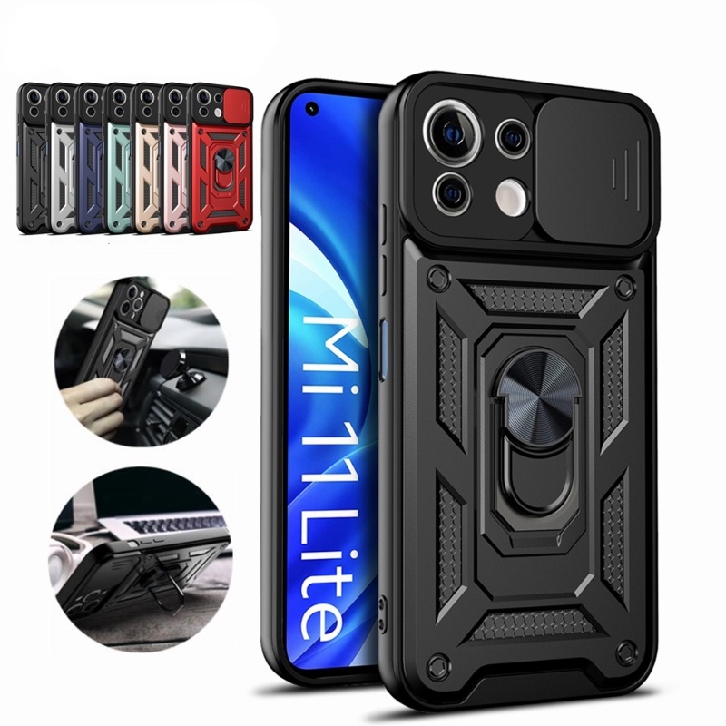 Ốp Điện Thoại Kiểu Giáp Chống Sốc Có Nam Châm Bảo Vệ Camera Cho Xiaomi Mi 11 Lite 5g 4g Poco X3 Redmi K40 Pro