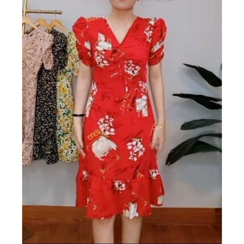 [ẢNH THẬT] ĐẦM HOA NHÍ RÚT DÂY NGỰC DÁNG DÀI NHÚN TAY | BigBuy360 - bigbuy360.vn