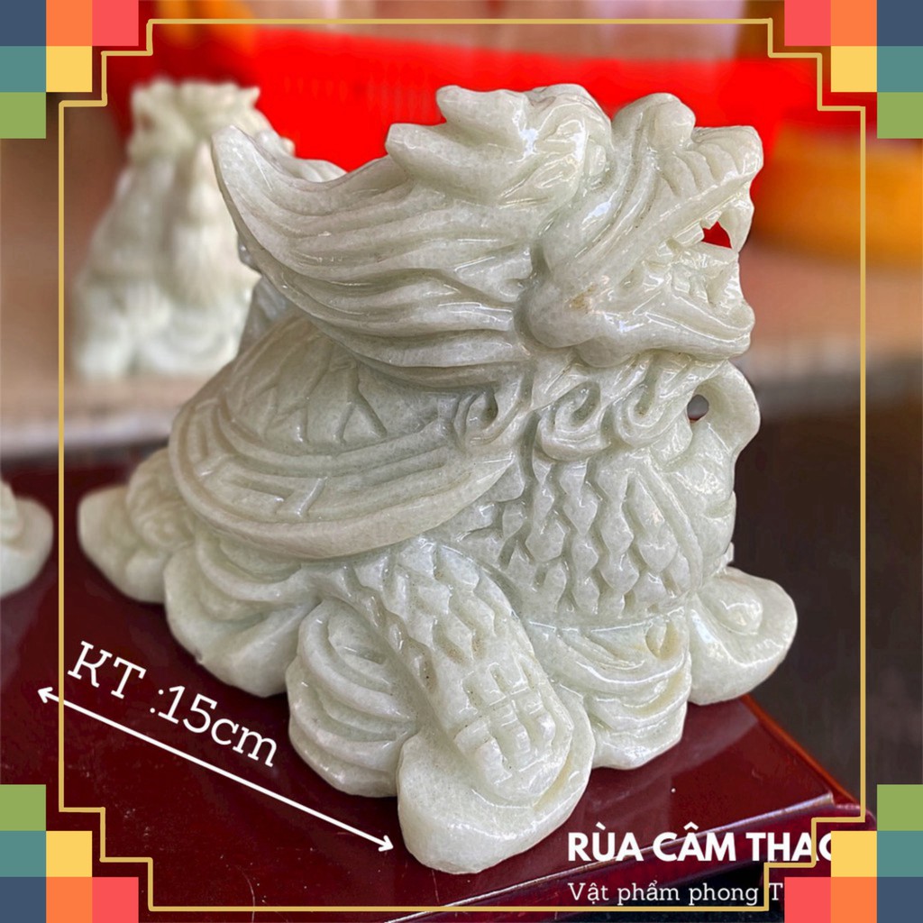 mẫu sale Rùa đá trắng xanh được điêu khắc rõ nét , sắc sảo , mang may mắn , tài lộc đặc biệt