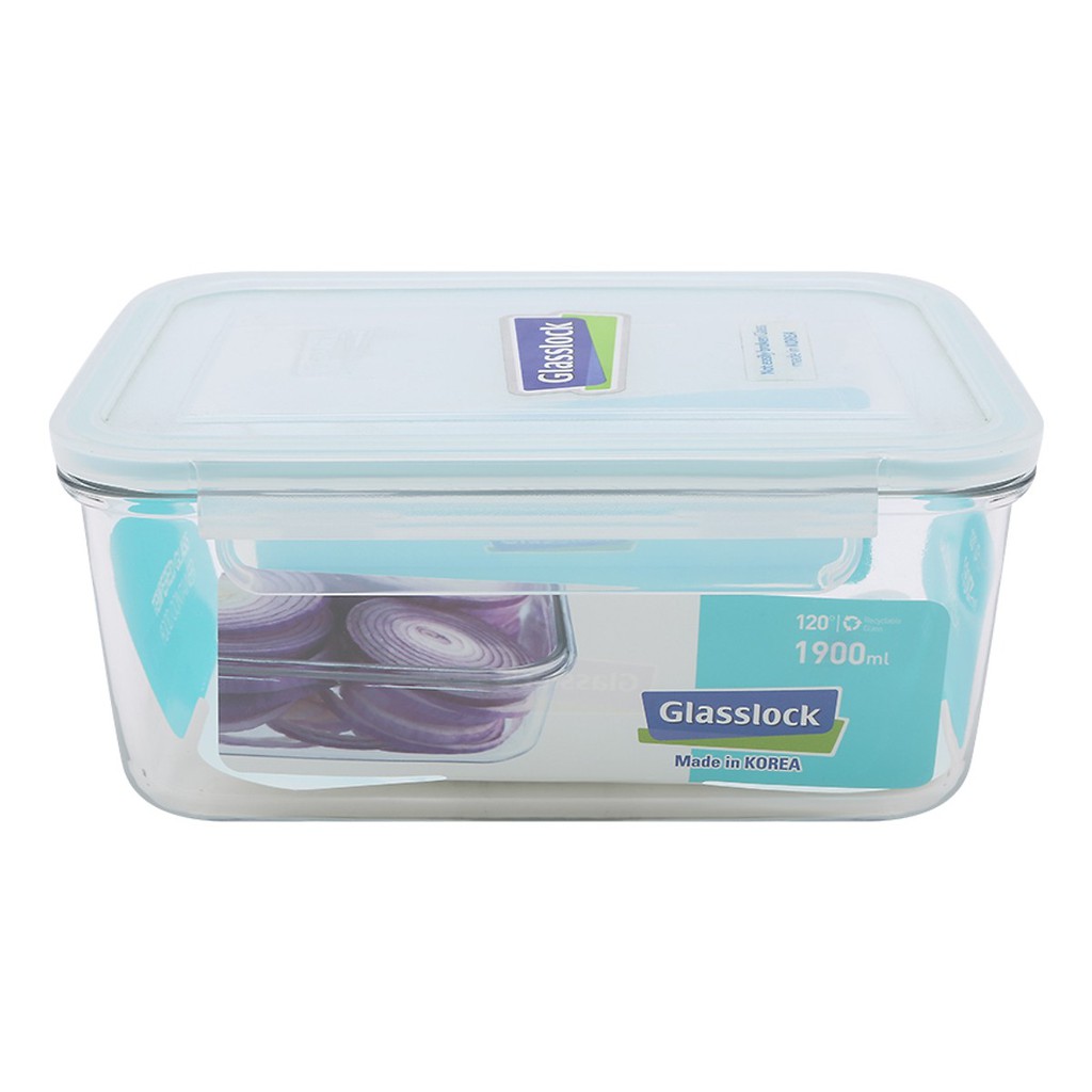 Hộp đựng cơm thủy tinh Glasslock 1900ml dùng được tròng lò vi sóng máy rửa bát