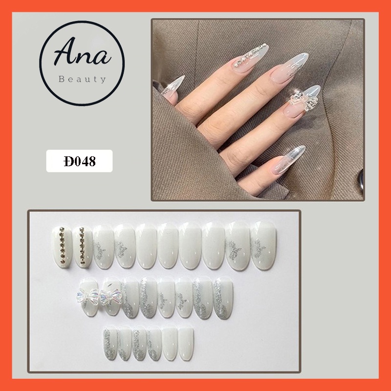 Móng Tay Giả Đính Đá Nhọn Anabeauty Móng Giả Kèm Keo Đính Nơ Cá Tính Giá Rẻ