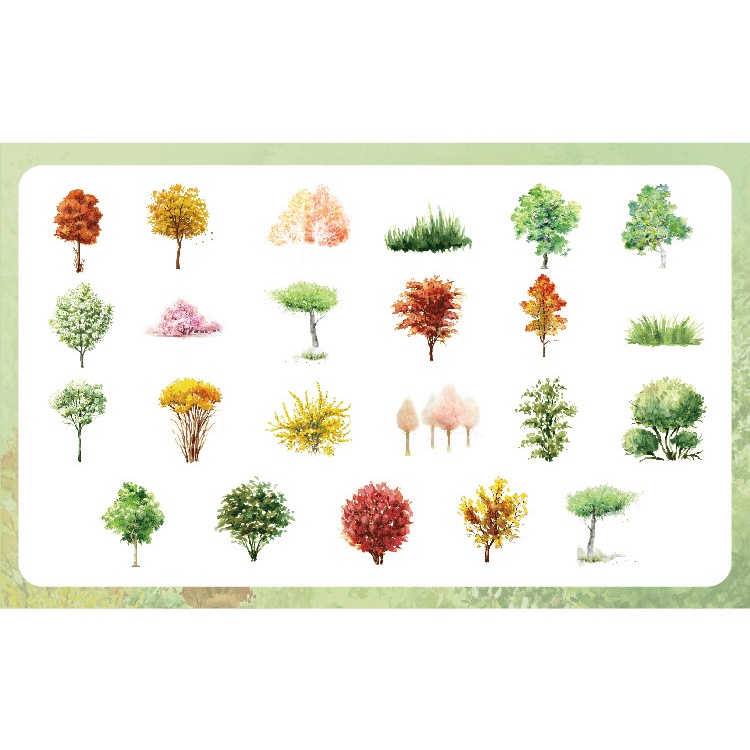 Sticker hộp 46 miếng dán - Rừng Na Uy - Hộp nhãn dán trang trí sổ tay bullet journal - M373