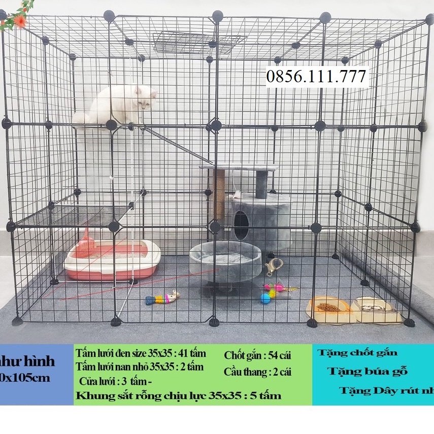 Chuồng quây lồng Mèo 3 tầng ( kích thước dài 140cm x rộng 70cm x cao 1