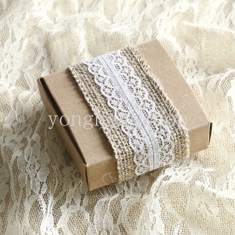 Cuộn Dây Ruy Băng Vải Bố Phối Ren Dài 2M Dùng Trang Trí