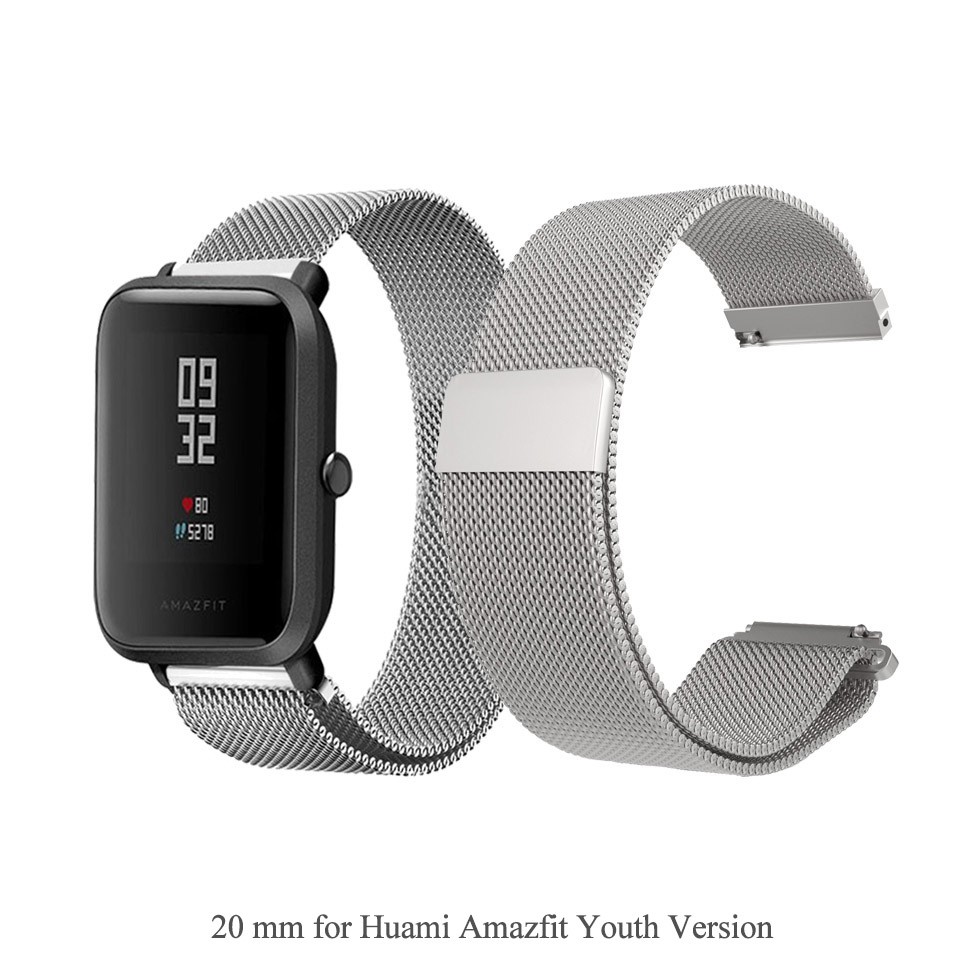 Dây đeo inox 20mm cho đồng hồ thông minh Xiaomi Huami Amazfit Bip Youth