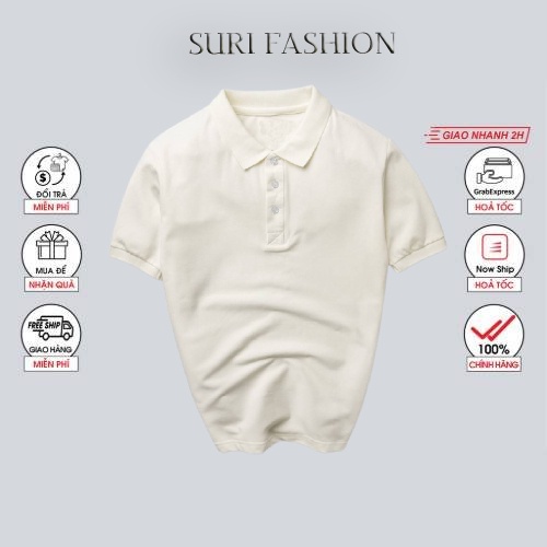 Áo Polo,nam, Áo thun có cổ cotton trơn basic thời trang công sở