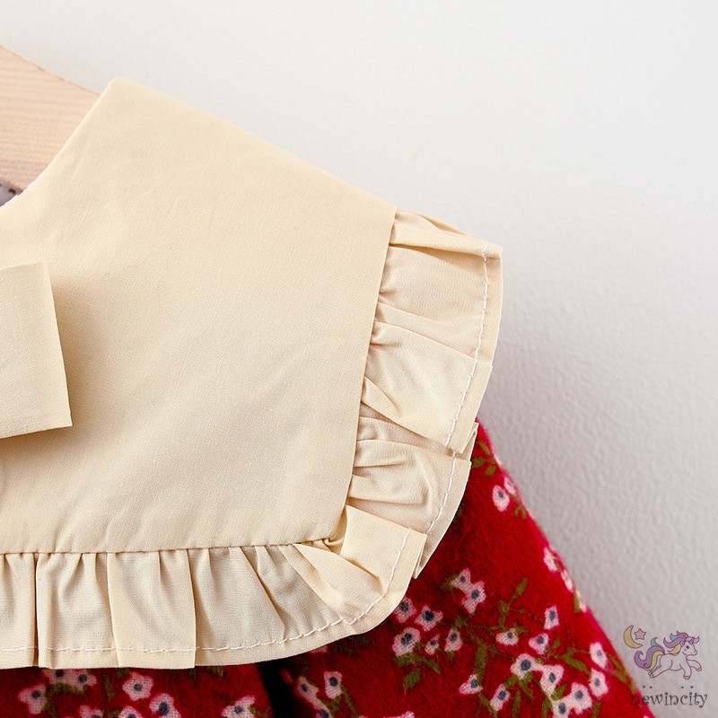 Đầm Dài Tay In Hoa Cho Bé Gái