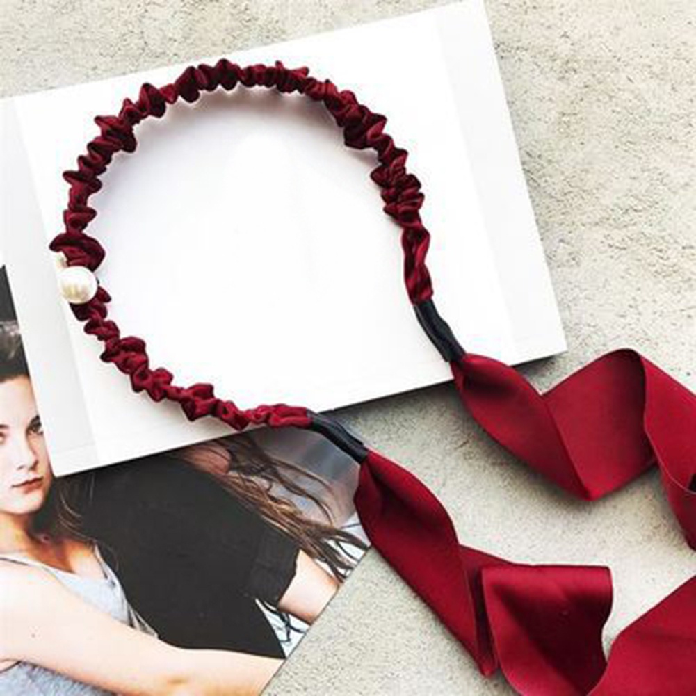 Dây Buộc Tóc Đuôi Ngựa Dài Đính Ngọc Trai Giả Xinh Xắn Cho Nữ