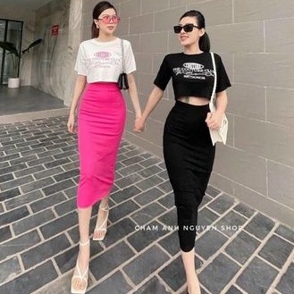 Váy thun lụa ôm body dài dáng chuẩn