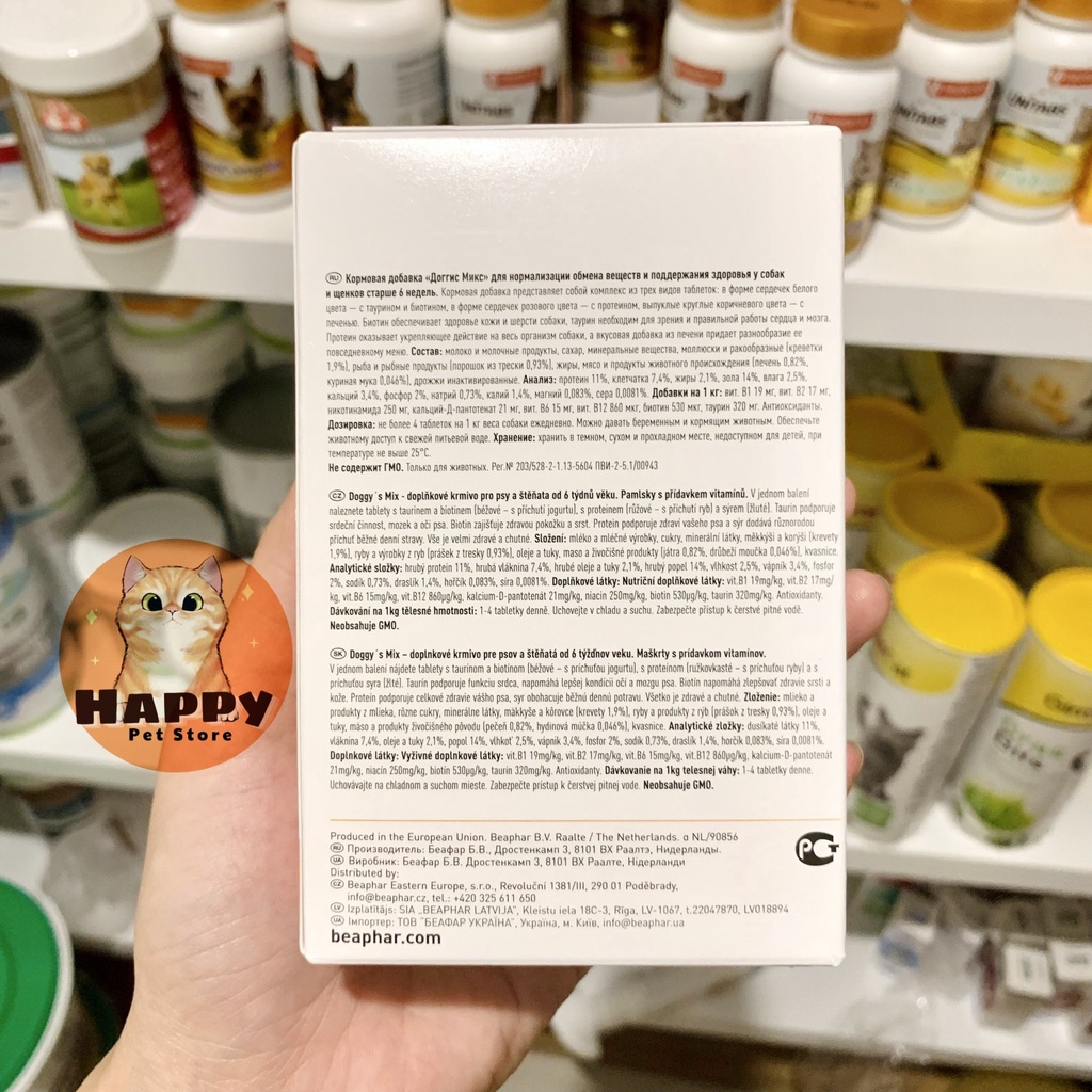 Phô mai tăng cân cho chó, bổ sung vitamin toàn diện cho chó BEAPHAR nhập Đức 180 viên