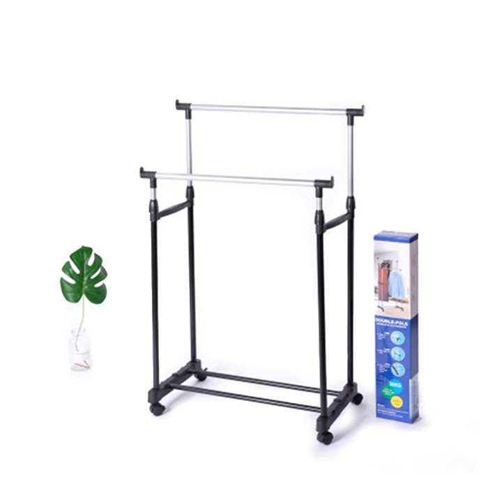 Giàn đôi phơi đồ quần áo kim loại inox bánh xe di động thông minh 2 tầng cỡ lớn youngcityshop 30.000