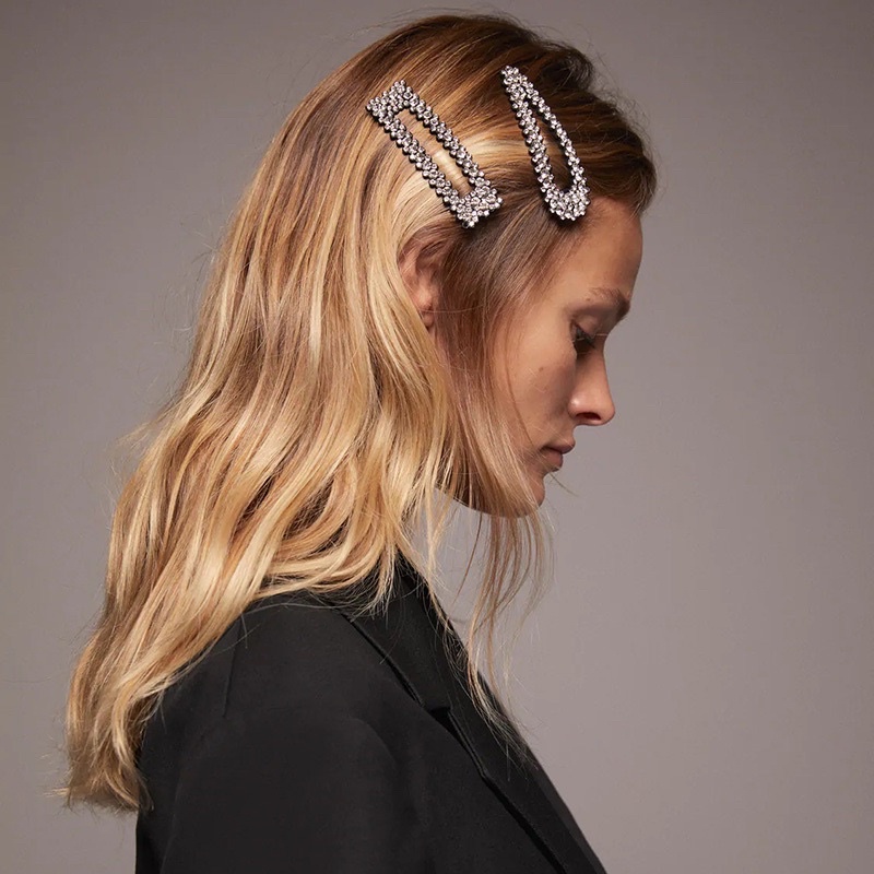 Kẹp tóc cá tính lấp lánh đính đá phong cách Âu Mỹ Hàn Quốc, phụ kiện tóc đơn giản cho nữ