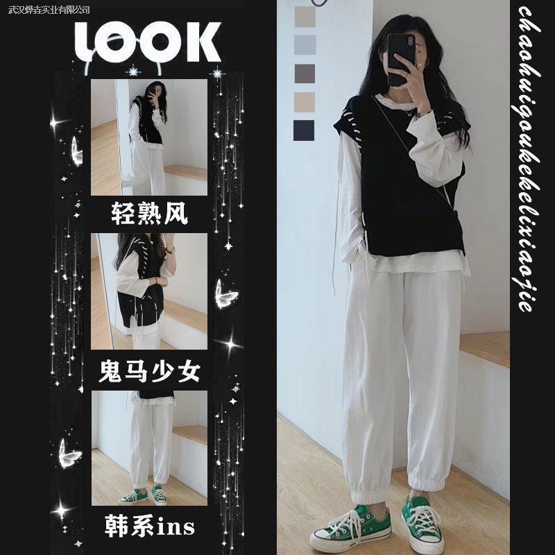 ♙№Set áo len không tay hở vai và chân váy đen phong cách One Piece | BigBuy360 - bigbuy360.vn