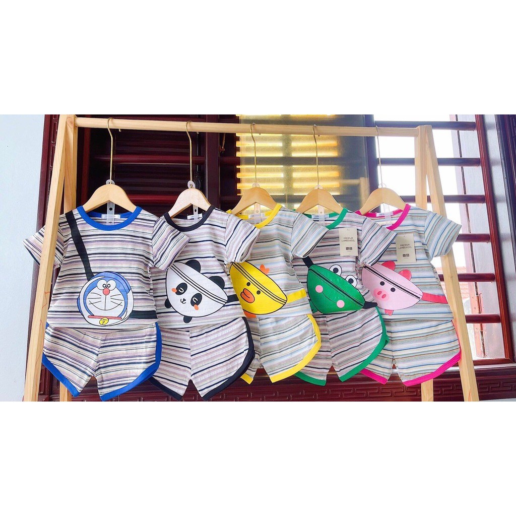 Bộ kẻ thun cotton in họa tiết cho bé trai, bé gái