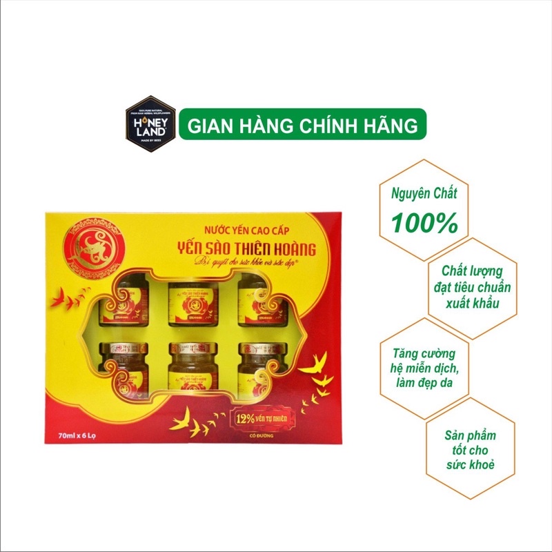 [Mã 55FMCGSALE1 giảm 10% đơn 250K] Yến Sào Cao Cấp Thiên Hoàng Có Đường 12% - Nước Yến Sào Nguyên Chất HONEYLAND