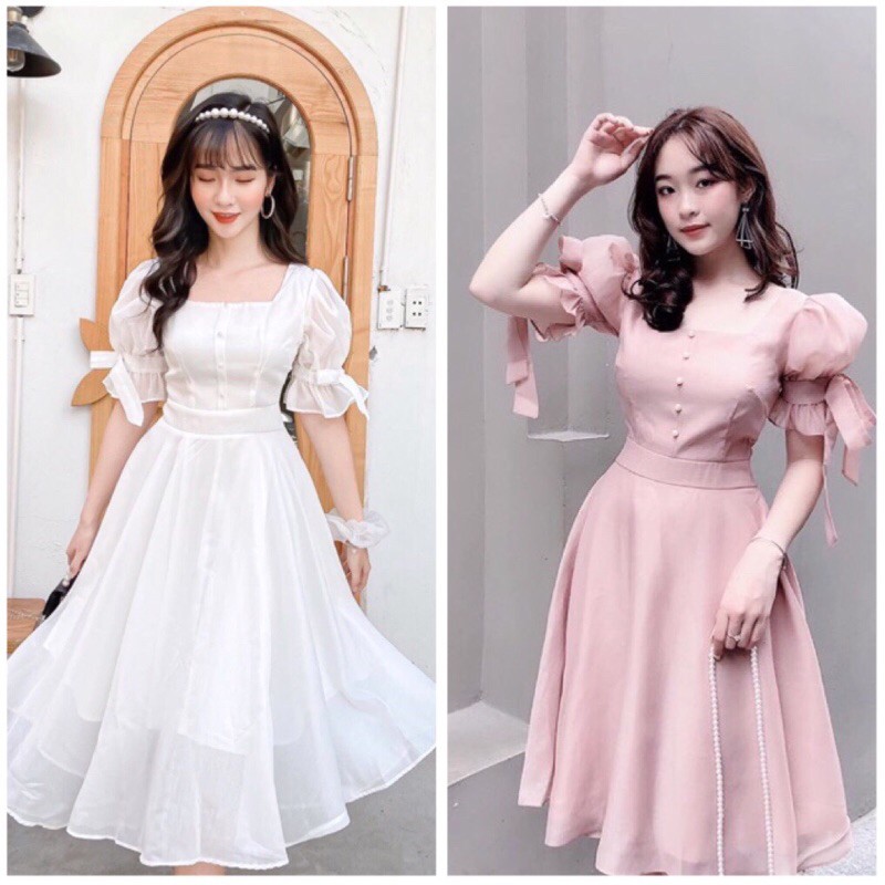 Đầm dự tiệc Blapink thiết kế cổ vuông tay nơ- KIKA DRESS T187