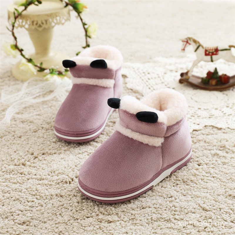 Dép bông đi trong nhà chất liệu Cotton dày dặn giữ nhiệt mùa đông cho bé trai và bé gái mới