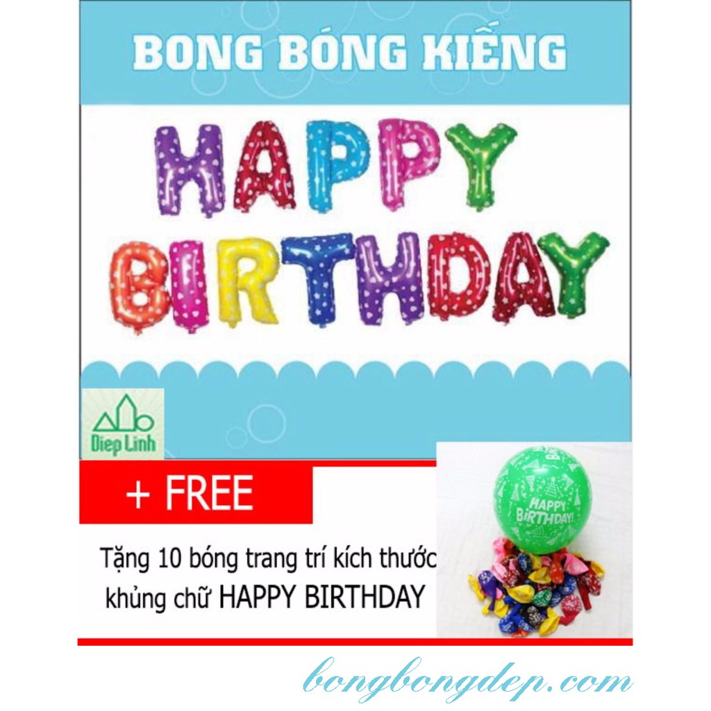 Bong Bóng happy birthday chữ nhôm cao 40cm trang trí sinh nhật