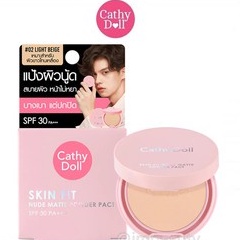 Phấn Phủ lâu trôi cả ngày dài Cathy Doll Skin Fit Nude Matte Powder Pact SPF30 PA++++ 4.5g