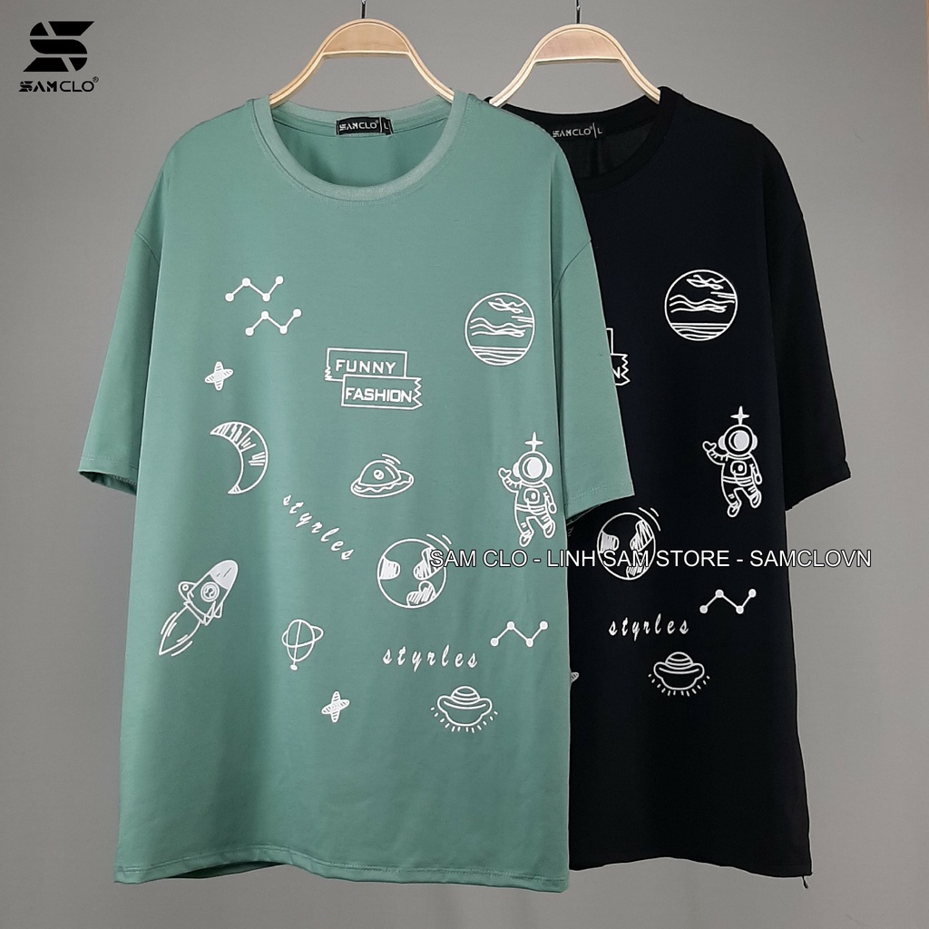 Áo thun tay lỡ nam nữ SAM CLO phông form rộng dáng Unisex, mặc lớp, nhóm, cặp, in chữ FUNNY FASHION