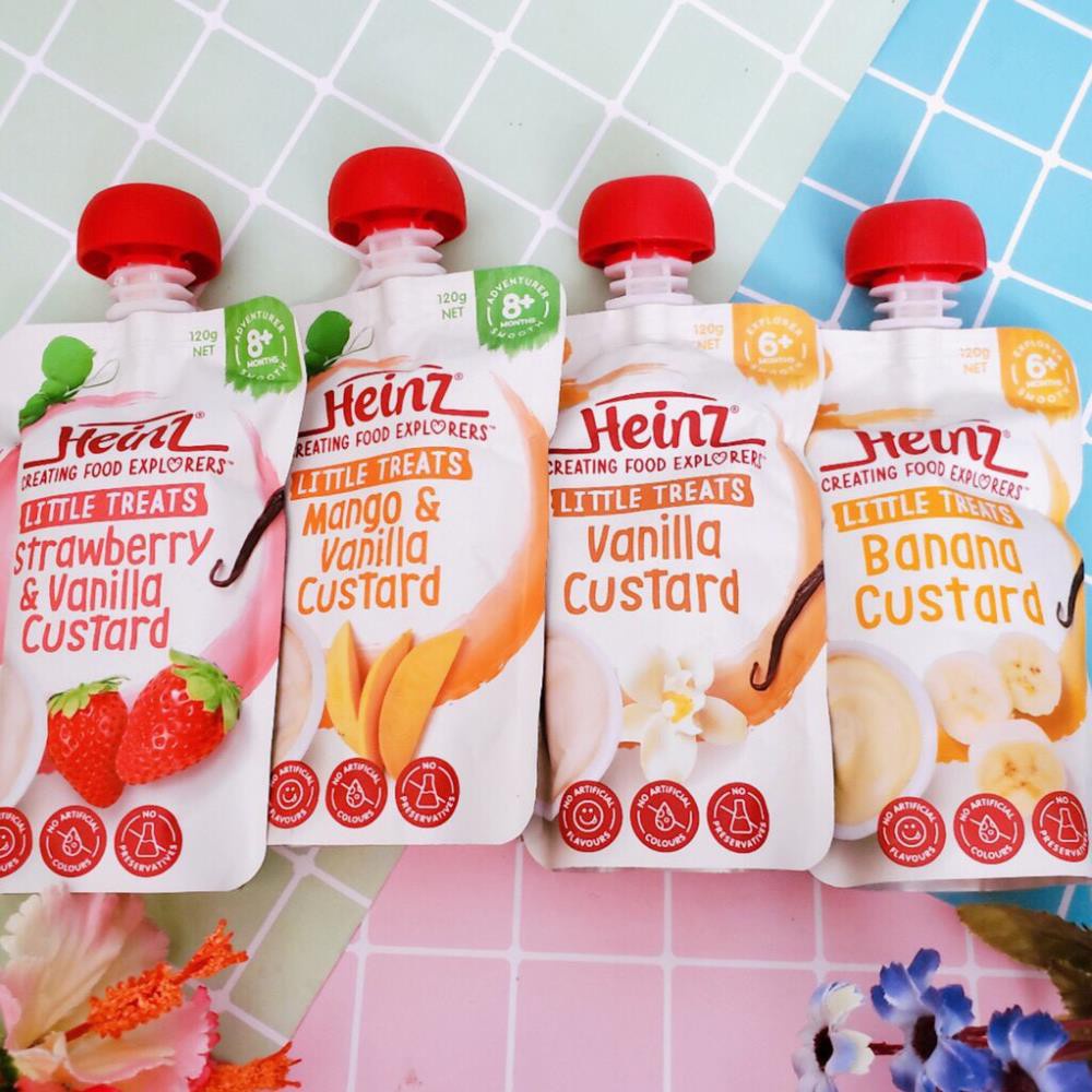 Gói 120gr Váng sữa Heinz Úc vị vani/Xoài/Chuối/dâu