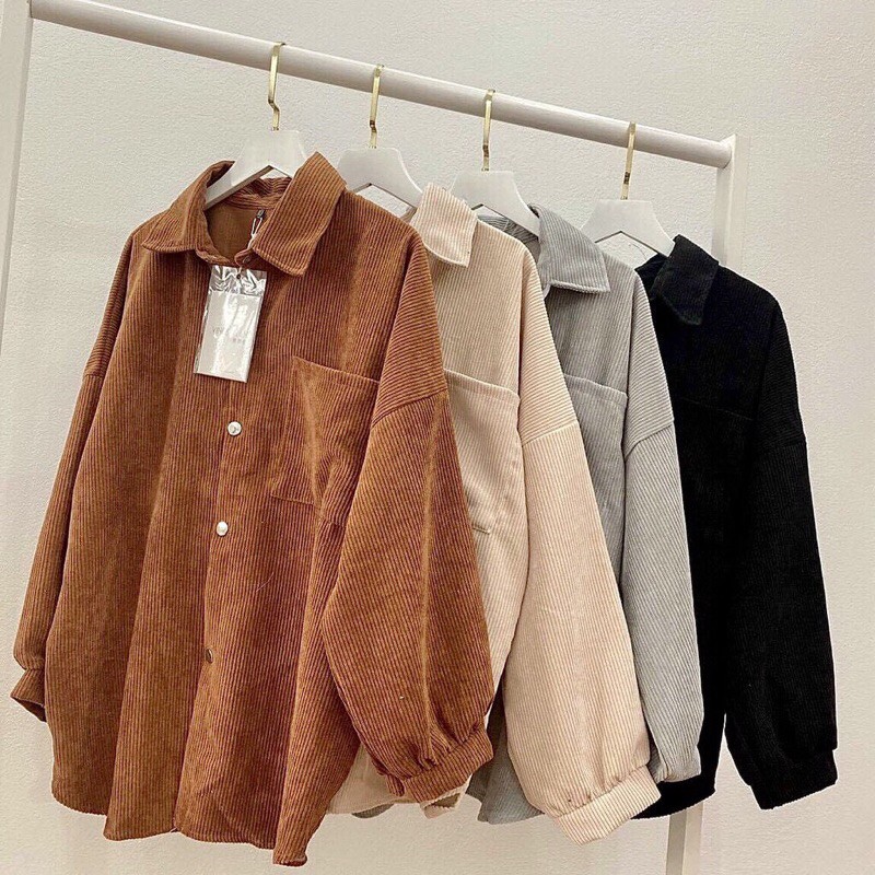 🔅Áo Sơ Mi Nhung Gân Form Unisex