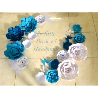 Hoa backdrop tông xanh