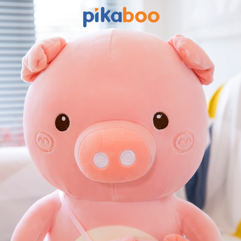 (Summer Sale 50%) Gấu bông heo quần yếm cao cấp Pikaboo, vải cotton nhung lông mịn mềm thoáng, nhồi bông 3D tinh khiết