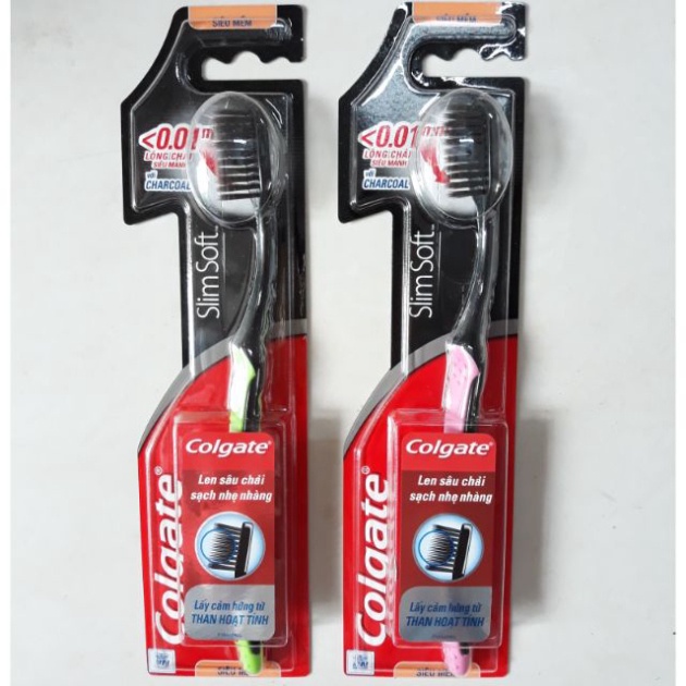 bàn chải đánh răng Colgate slimsoft charcoal siêu mềm, kháng khuẩn