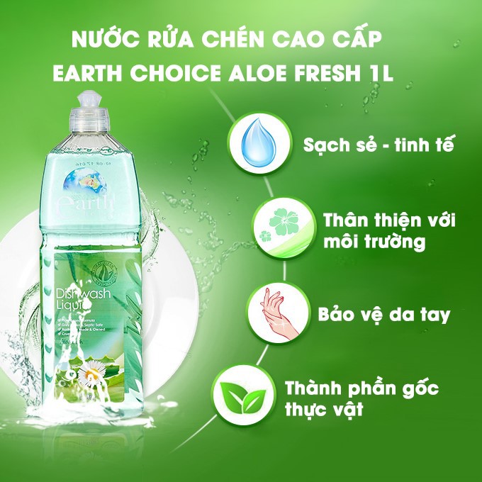  Nước rửa chén Earth Choice 1L - Nha đam