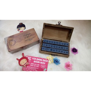 Dấu gỗ in mực chữ cái bộ 30 chữ cái alphabet , bộ số number - 01 hộp