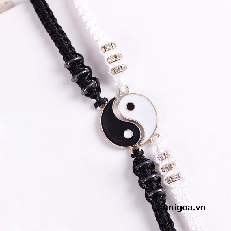 ✨✨Vòng tay đôi dây vải bện mặt hình thái cực quyền thiết kế độc đáo dành cho các cặp đôi, bạn thân vòng tay vải đôi quà tặng ý nghĩa