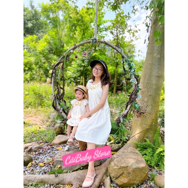 Váy Đầm Smock Cánh Tiên Phối Ren Họa Tiết Thêu Tay Dễ Thương cho bé Gái Caibaby_Store gì